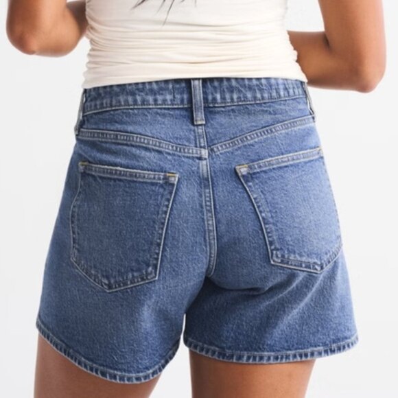 A&F Classic Blue Women's Curve Love High Rise Dad Shorts size 27 - Picture 9 of 12